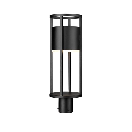 Z-Lite Luca Outdoor Post Mount Fixture, 1-Light, 7.25 In.W x 21.75 In.H, Black/Etched 517PHM-BK-LED